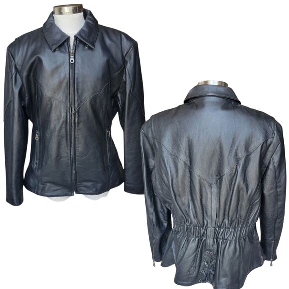 Wild Ride Women's Vintage Black Leather Fitted Motorcycle Jacket Lined 22 XL - Picture 13 of 13
